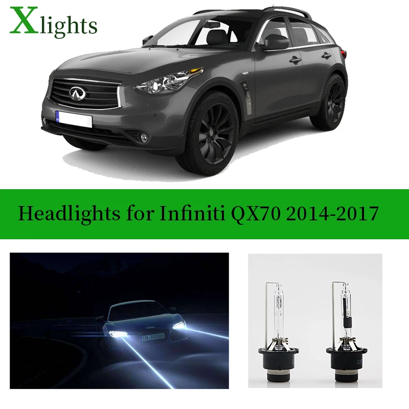 Ксеноновые лампы Xlights для Infiniti QX70, 2014, 2015, 2016, 2017, комплект ксеноновых ламп 12 В, Ксеноновые фары, автомобильные аксессуары для ближнего и дальнего света