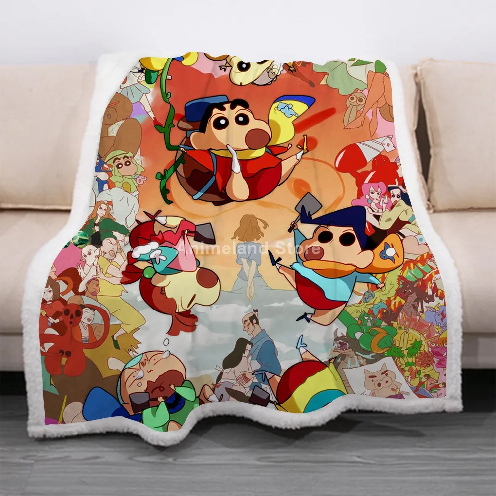 

Hot New Crayon Shin Chan 3D Printed Cartoon Fleece Blanket for Beds Lovely Throw Blankets Kids Adults Warm Custom Decor Luxury