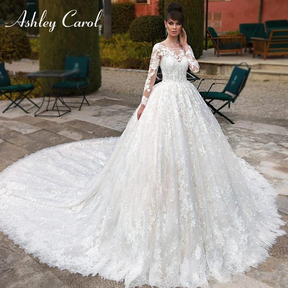 Свадебное платье с длинным рукавом и кружевами Ashley Carol коллекция 2021 года