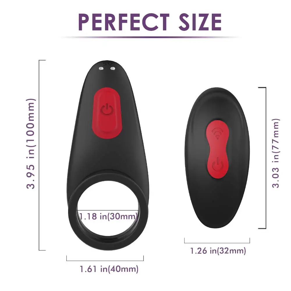 Вибрирующее кольцо на пенис с двойным кольцом 9 режимов вибрации для мужчин или