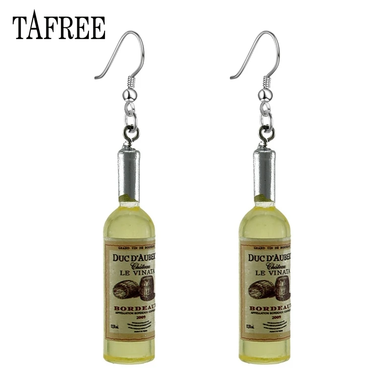 TAFREE DIY Имитация бутылки вина Висячие серьги для женщин холодный красный, желтый, синий Вино Висячие серьги ювелирных изделий
