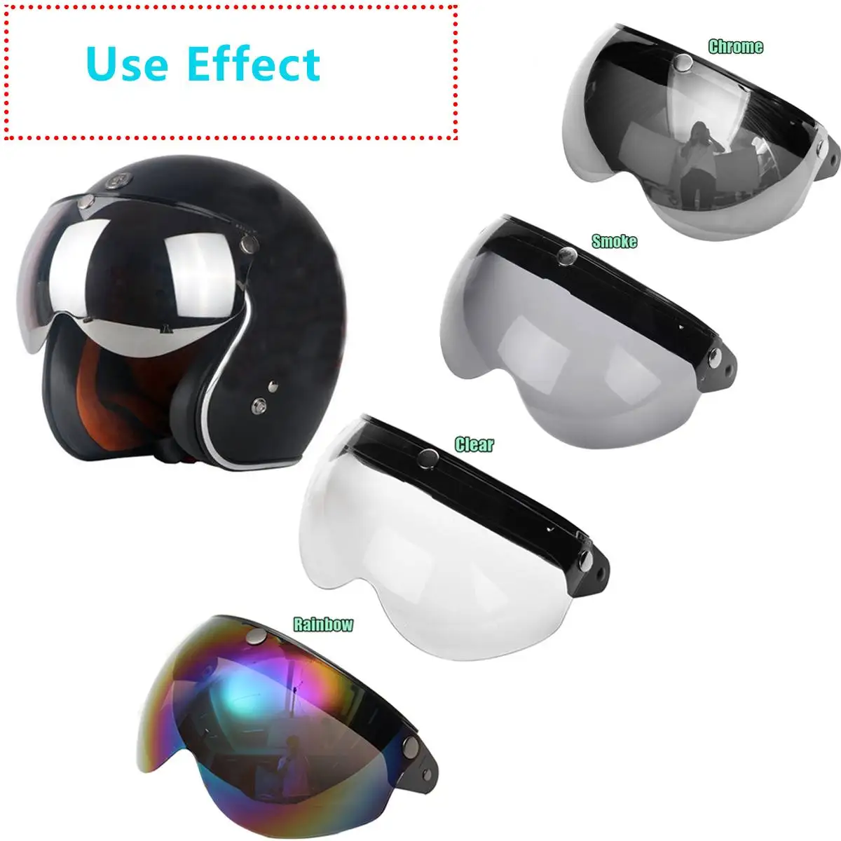 

Universal Windproof 3-Snap Motorcycle Helmet Visor Flip Up Visor Wind Shield Lens Visor Motocross Helmet Sunglasses