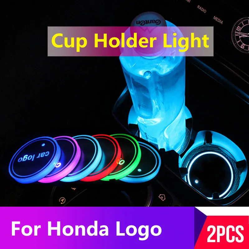 2 шт. Автомобильные светодиодные подставки для стаканов Honda logo светильник For civic 2018