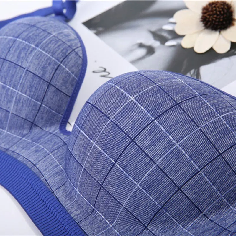 Модные клетчатые Бюстгальтеры без косточек для женщин бюстгальтер пуш-ап нижнее