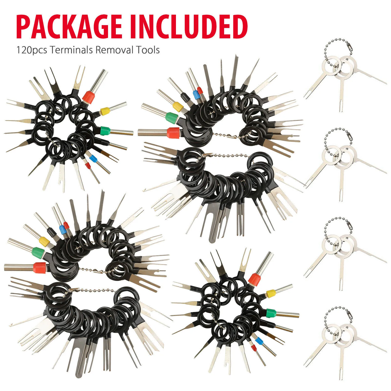 

120pcs Wire Terminal Removal Tools Car Electrical Wiring Connector Flexible Pin Stainless Steel 301