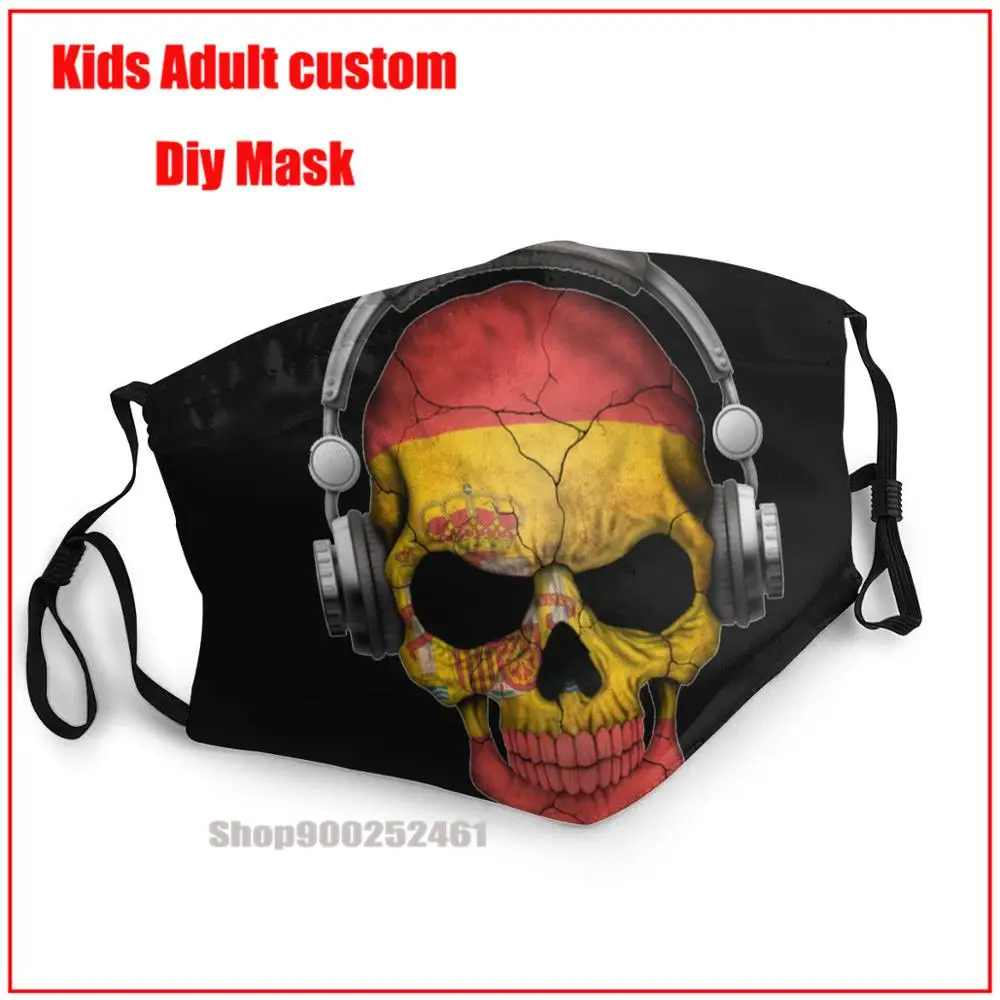 

Темно-Череп Deejay с испанским флагштоком mondmasker wasbaar моющаяся многоразовая маска для лица для взрослых Маска для рта с дизайном забавная