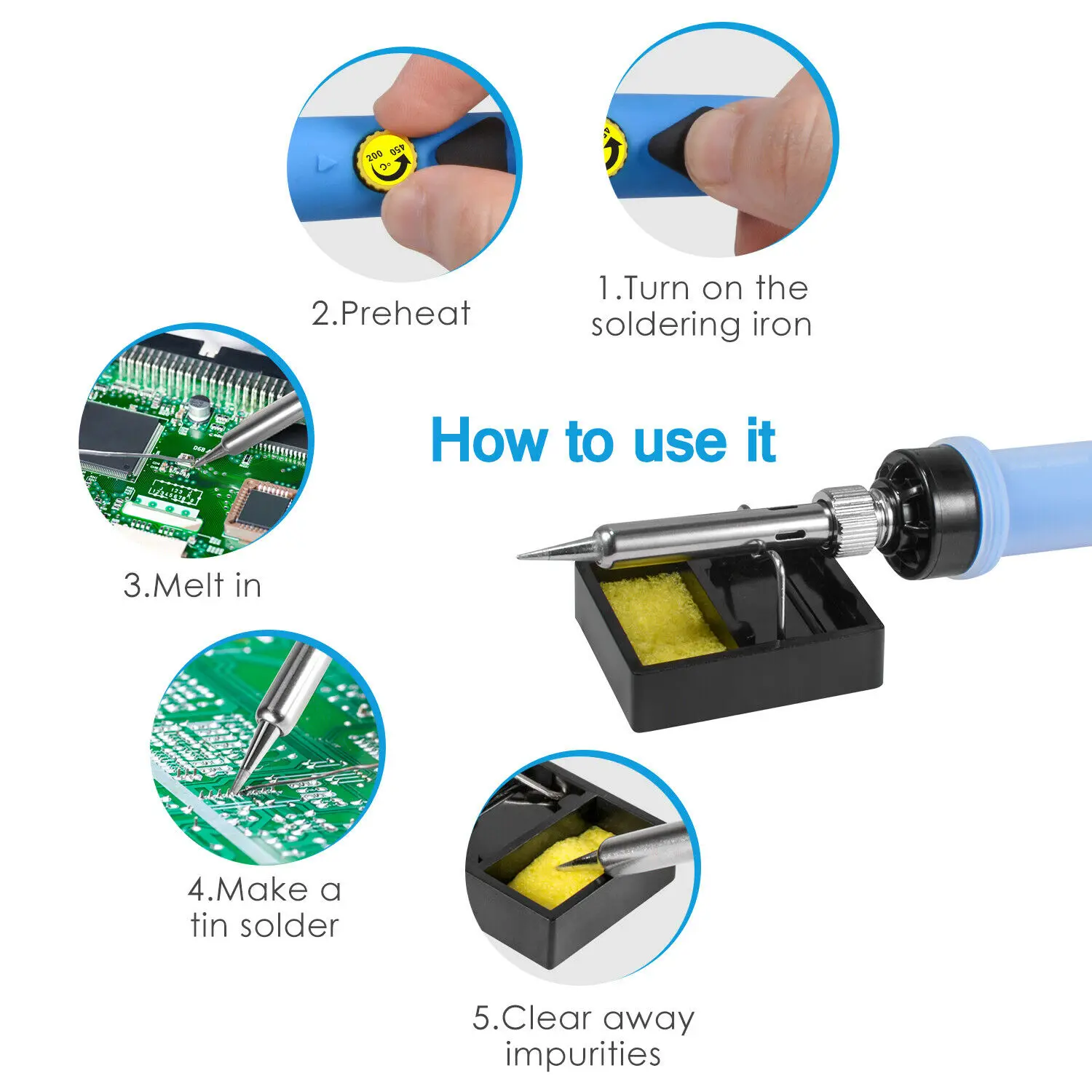 

80W 110V/220V Digital Display Soldering Iron Gun Electric Kit Digital Welding Solder Wire Tip Station Soldering iron Set