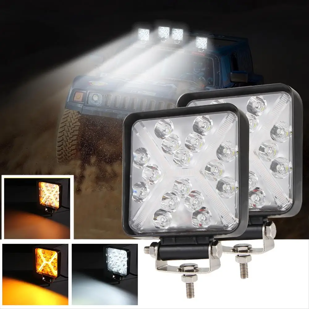

Square 4-inch Lens Built-in Working Light with DRL (3-wire x-shape) for Off-road Vehicles Pickup Truck