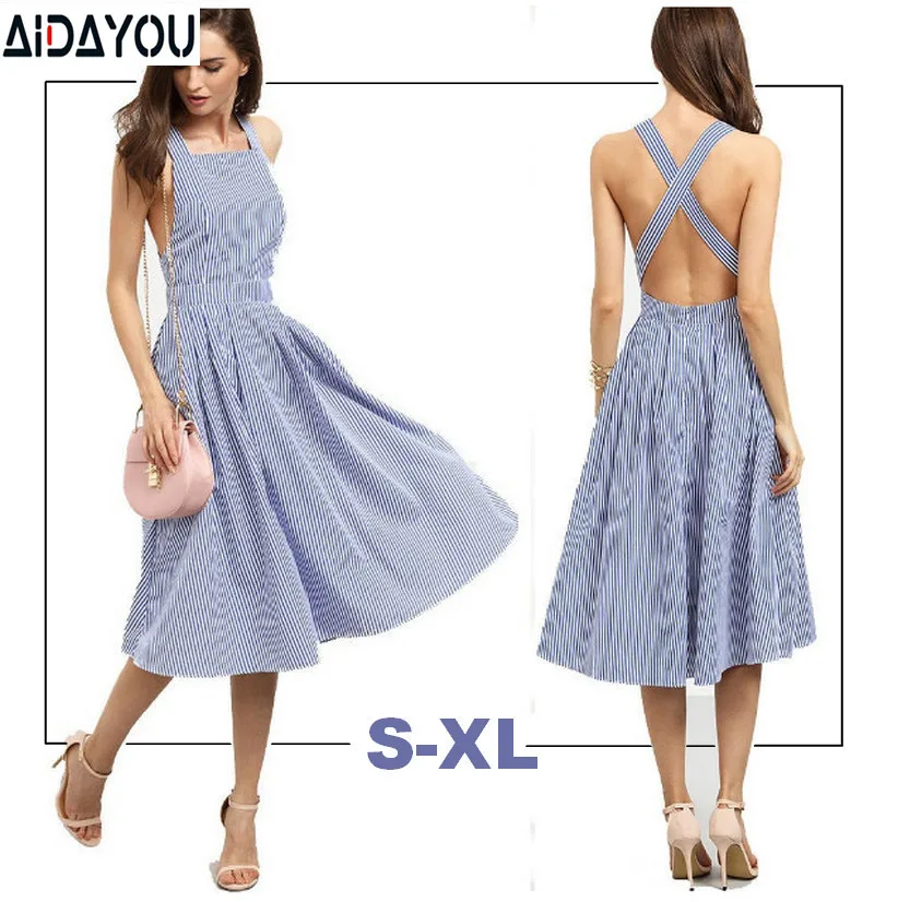 Женское платье-миди без рукавов с открытыми плечами и квадратным вырезом |