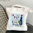 Женская сумка-шоппер с винтажным принтом, холщовая милая сумочка в стиле Харадзюку для покупок, женская сумка