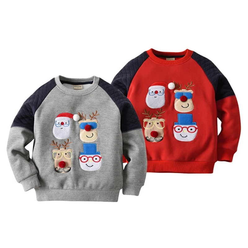 2019 Fashion Autumn And Winter Children'S Sweater New Cartoon Santa Claus Deer Boy'S Pullover Warm Round Neck Sweatshirt |