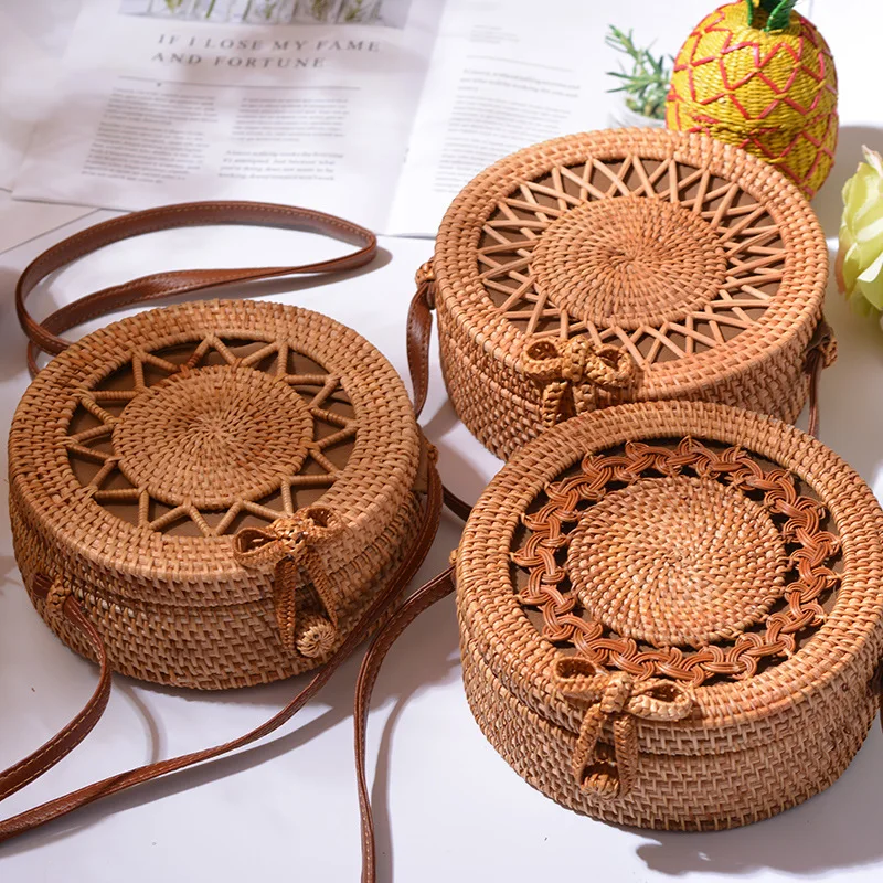 Realer Women Crossbody Bag Rattan Bags Round Straw Handmade Woven Beach Shoulder for Summer Travel Ladies 2020 |