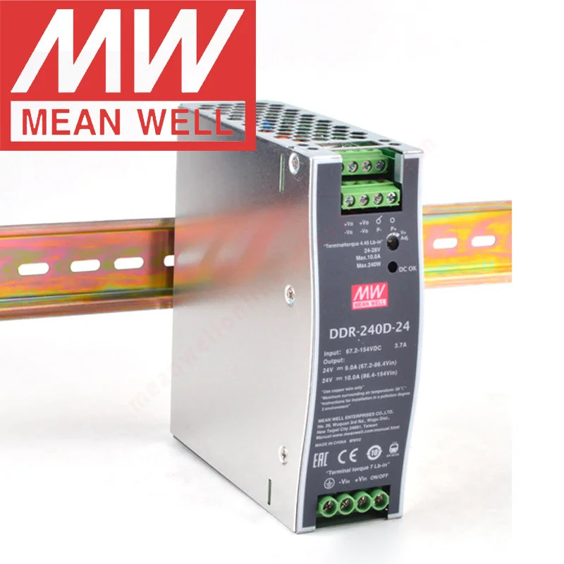 Оригинальный светодиодный конвертер Mean Well, модель Din Rail типа Meanwell 24 В постоянного тока/10 А/240 Вт, вход 67,2 ~ В постоянного тока