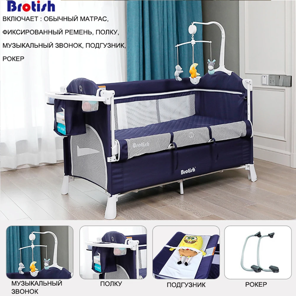 

Brotish Newborn multifunctional crib stitching bed, newborn cradle bed, game bed, portable folding crib easy to travel