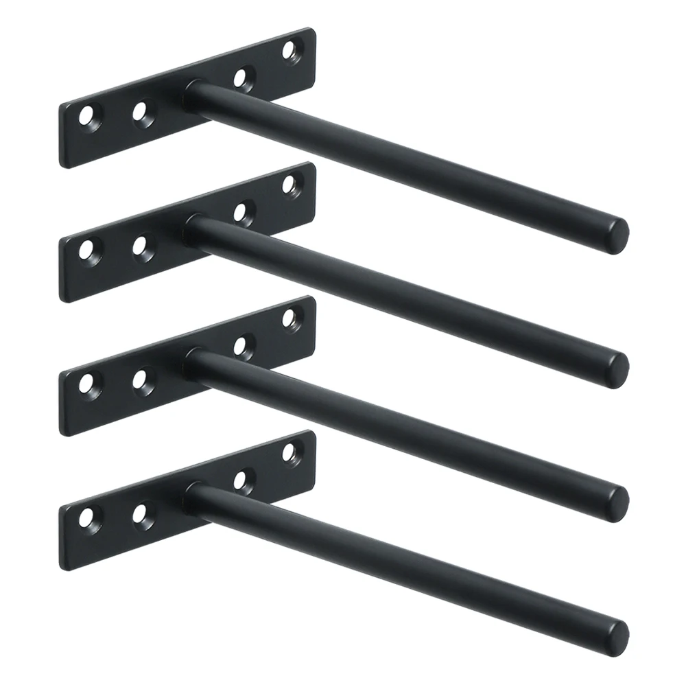 Black Alise 4 шт. Нержавеющая сталь плавающей кронштейна Heavy Duty Скрытая кронштейны поддерживает слепой полка настенное крепление 6-дюймовый, матово-черный - Цвет: Black