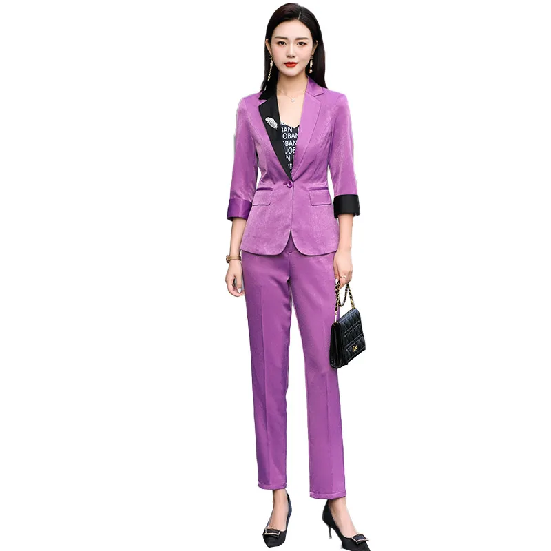 

Purple Small Suit Outfit Female Spring-Summer 2021 New Style Korean Style Anti-Aging Fried Street Western Style Leisure Wear