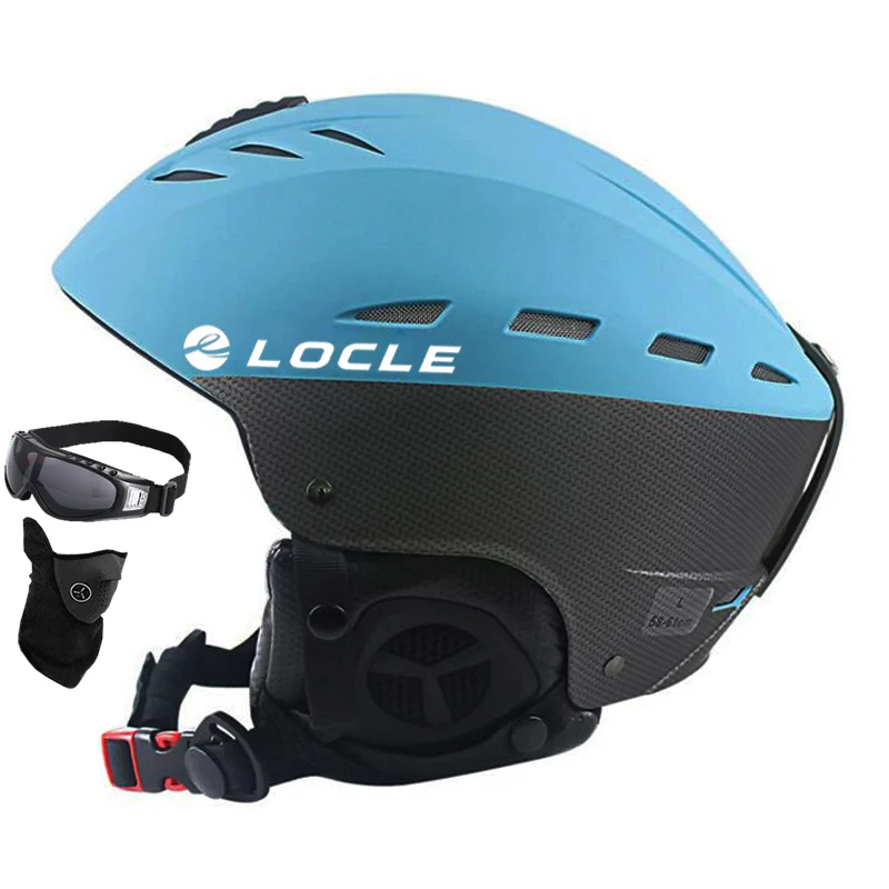 Синий LOCLE высокое качество лыжный Helme CE сертификация ABS+ EPS лыжный шлем Снег Катание сноуборд скейтборд шлем 55-61 см - Цвет: Синий