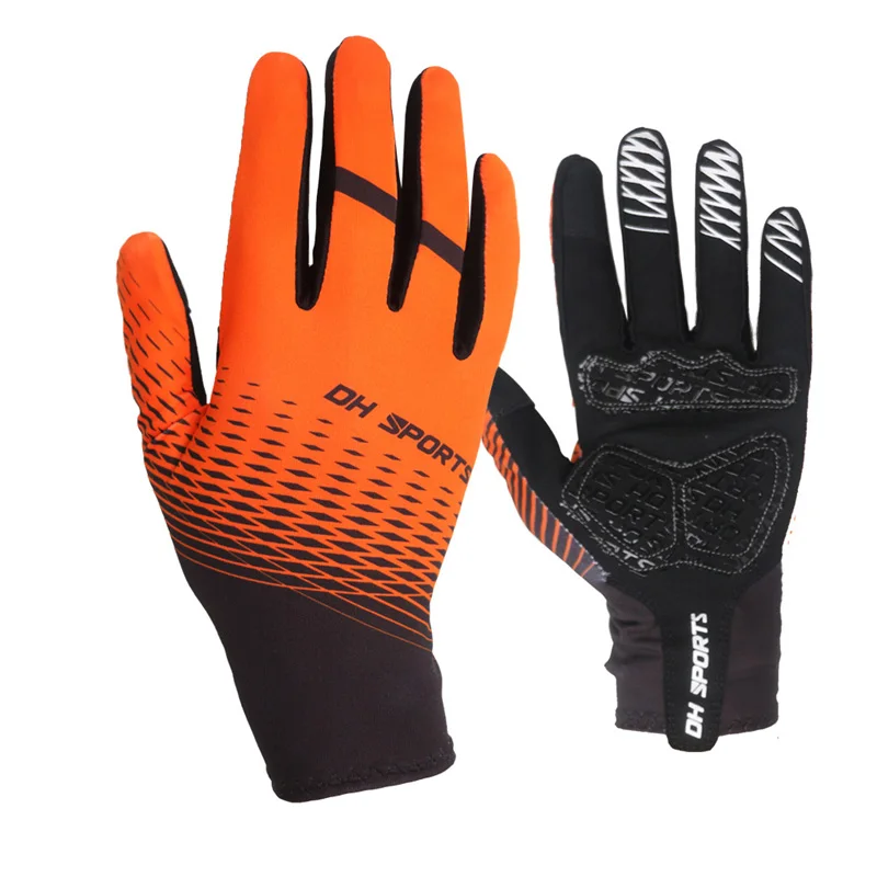 Orange Glove Новые велосипедные перчатки с полными пальцами с носками, спортивные противоударные противоскользящие MTB велосипедные перчатки с сенсорным экраном, мужские и женские велосипедные перчатки - Цвет: Orange Glove