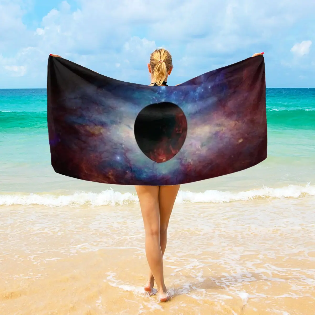 

Nature Space Beach Towel Quick-drying Soft Bath Towel Water Sports Wrap Towel Swimming Surf Shawl Leisure Sunshade Blanket