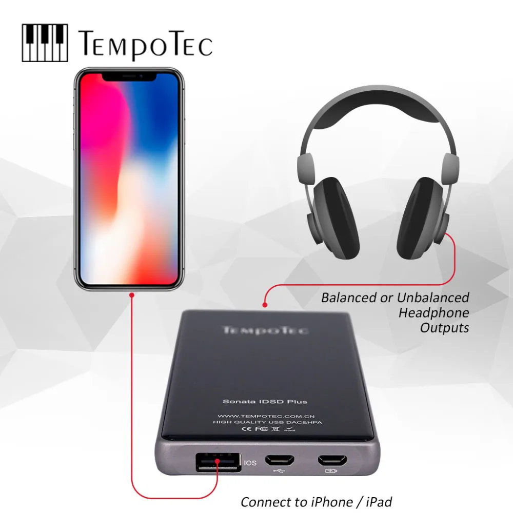 Усилитель для наушников TempoTec Sonata iDSD Plus поддержка WIN MacOSX Android и iOS баланс телефона DSD