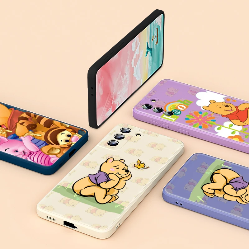 

For Samsung Galaxy Note 20 10 S21 S20 FE S10 Ultra Plus Lite Pro 5G Disney Winnie the Pooh Liquid Silicone Soft Phone Case