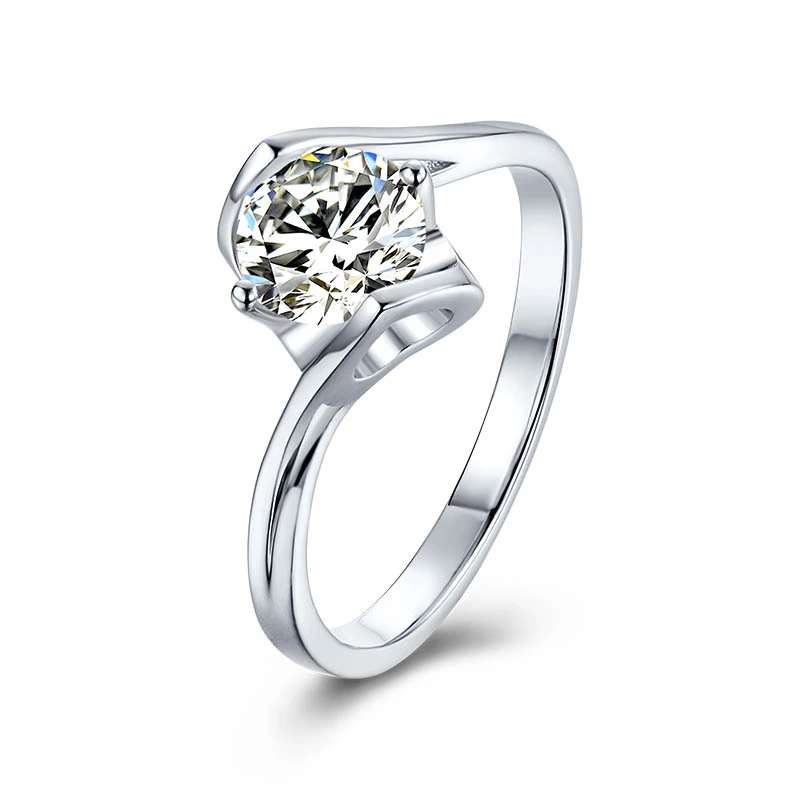 

925 silver Main Stone 1ct 6.5mm MoissaniteS Side Ring Jewlery Heart-to-heart Eternity Promise rings for women M05A