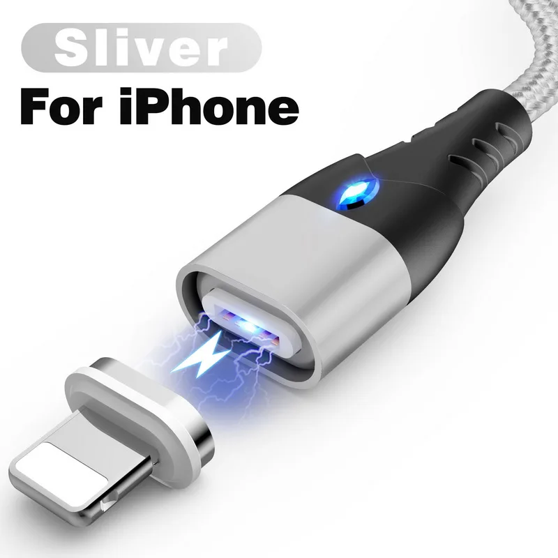 For iPhone Sliver 2 м Магнитный кабель быстрой 3A для iPhone XS samsung Зарядное устройство Quick Charge 3,0 Micro Тип usb C магнит телефона для зарядки и передачи данных кабель - Цвет: For iPhone Sliver