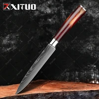xituo 5 utility knife stainless steel professional laser damascus pattern fruit paring vegetables kitchen knives resin handle