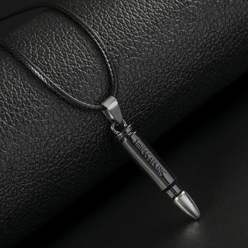 

2021 all-match men's hip hop necklace bullet pendant European and American jewelry street personality stainless steel necklace