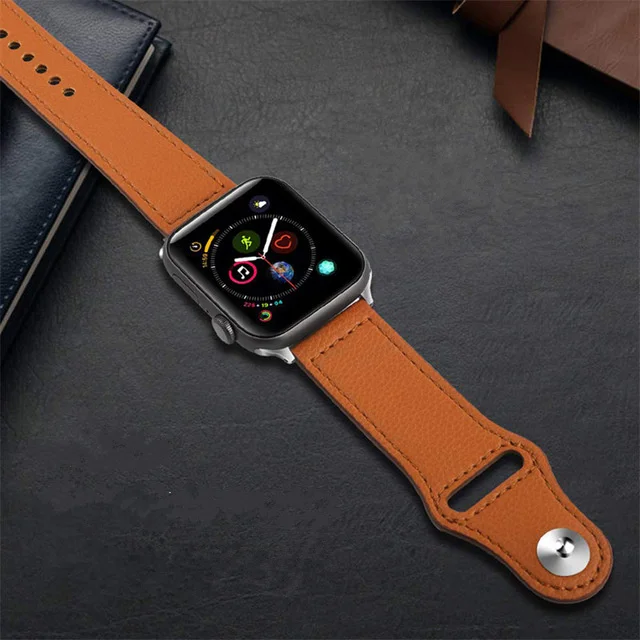 S brown Ремешок для apple watch Band 44 мм apple watch 5 4 3 2 iwatch band 42 мм correa 38 мм 40 мм кожаный браслет pulseira ремешок для часов - Цвет ремешка: S brown