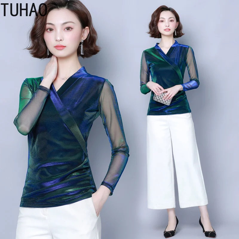 

TUHAO Woman Office Lady OL Top Shirt Blusas Mujer De Moda Large Size 3XL 2XL 2020 Long Sleeve Blouse Women Tops Blouses WM08