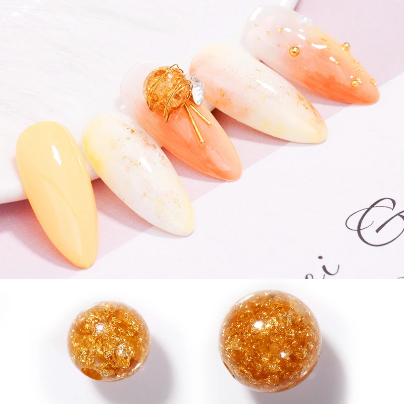 10 шт./пакет смешанных размеров Золотые Фольга бусины украшения со стразами для