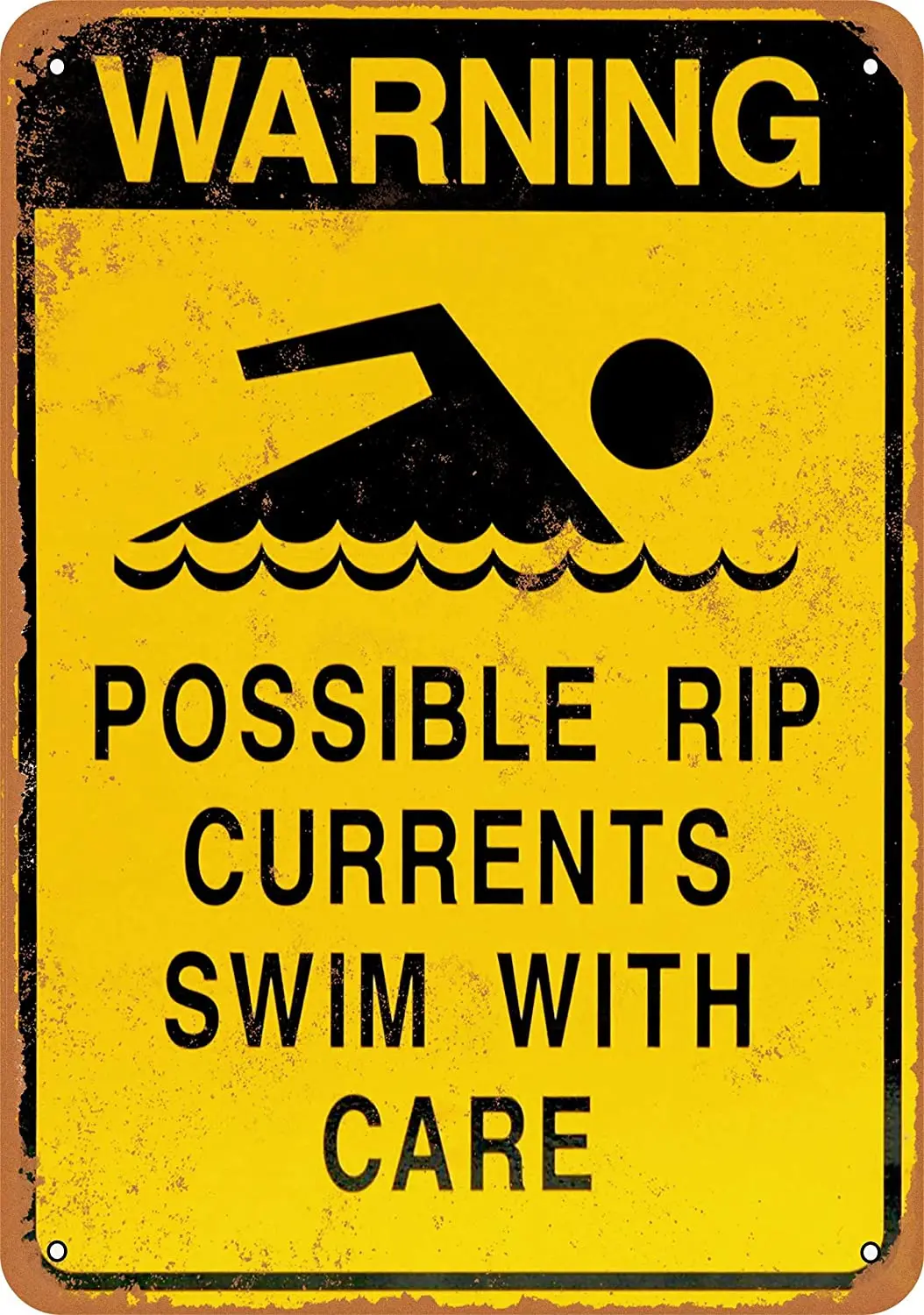 

WallColor 8*12 Metal Sign Rip Current Warning Vintage Look