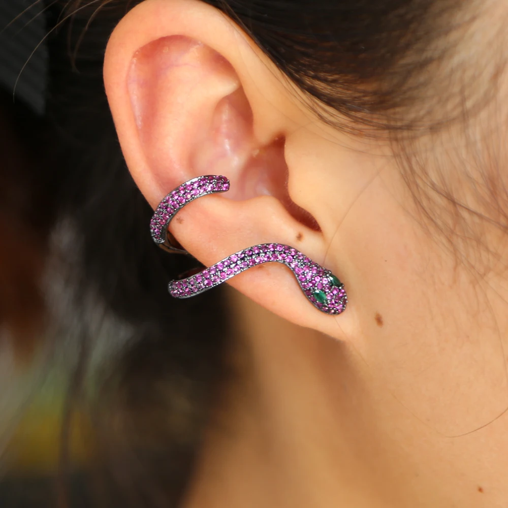 2019 NEW arrived crystal Snake Ear cuff Clip on Earrings for women cute girls gifts fashion zircon Exaggerated earrings jewery | Украшения