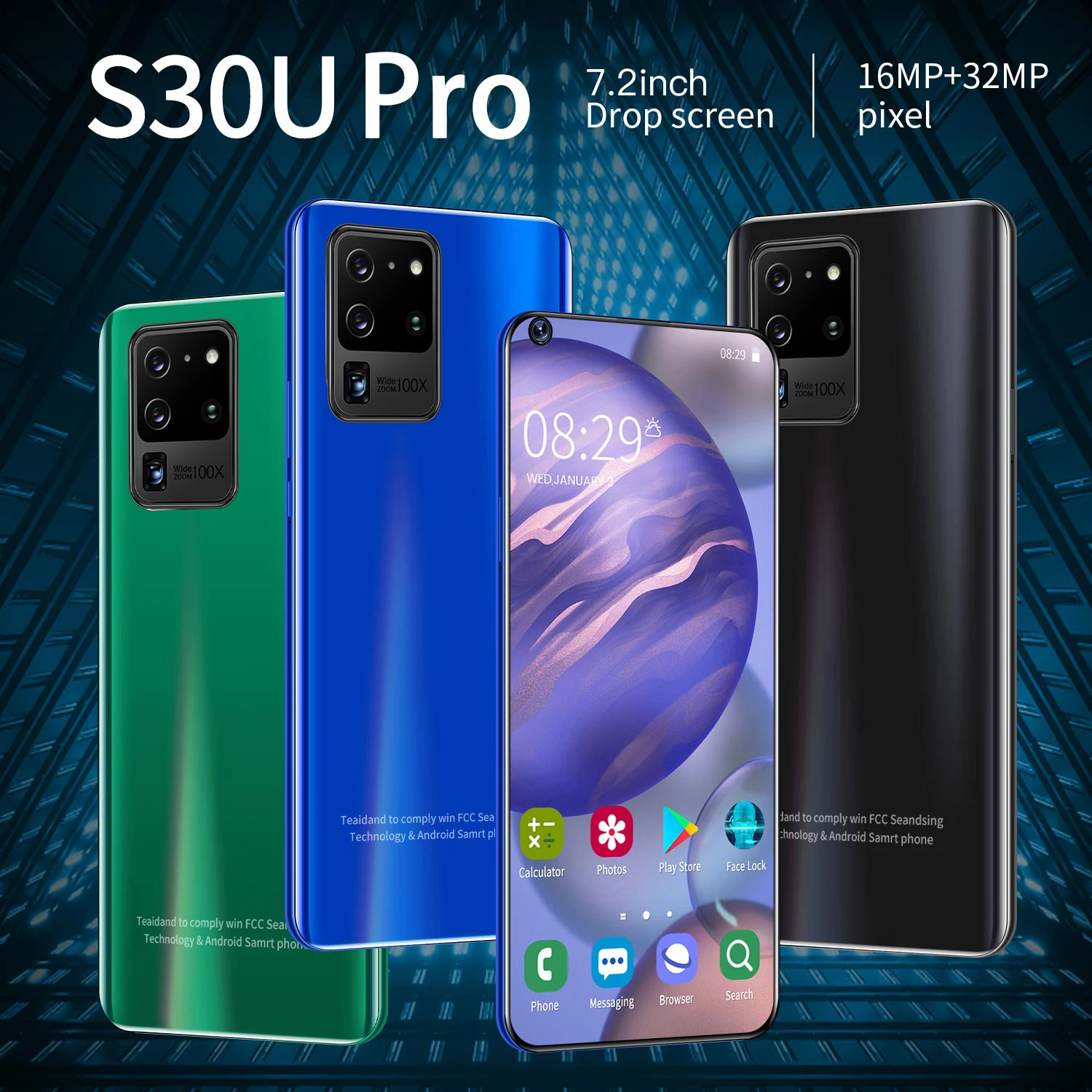 

S30 Ultra Mobile Phones 7.2 Inch 4G 5G Network Octa Core ROM Andorid 10.0 Smartphones Global Version 16GB RAM 512GB