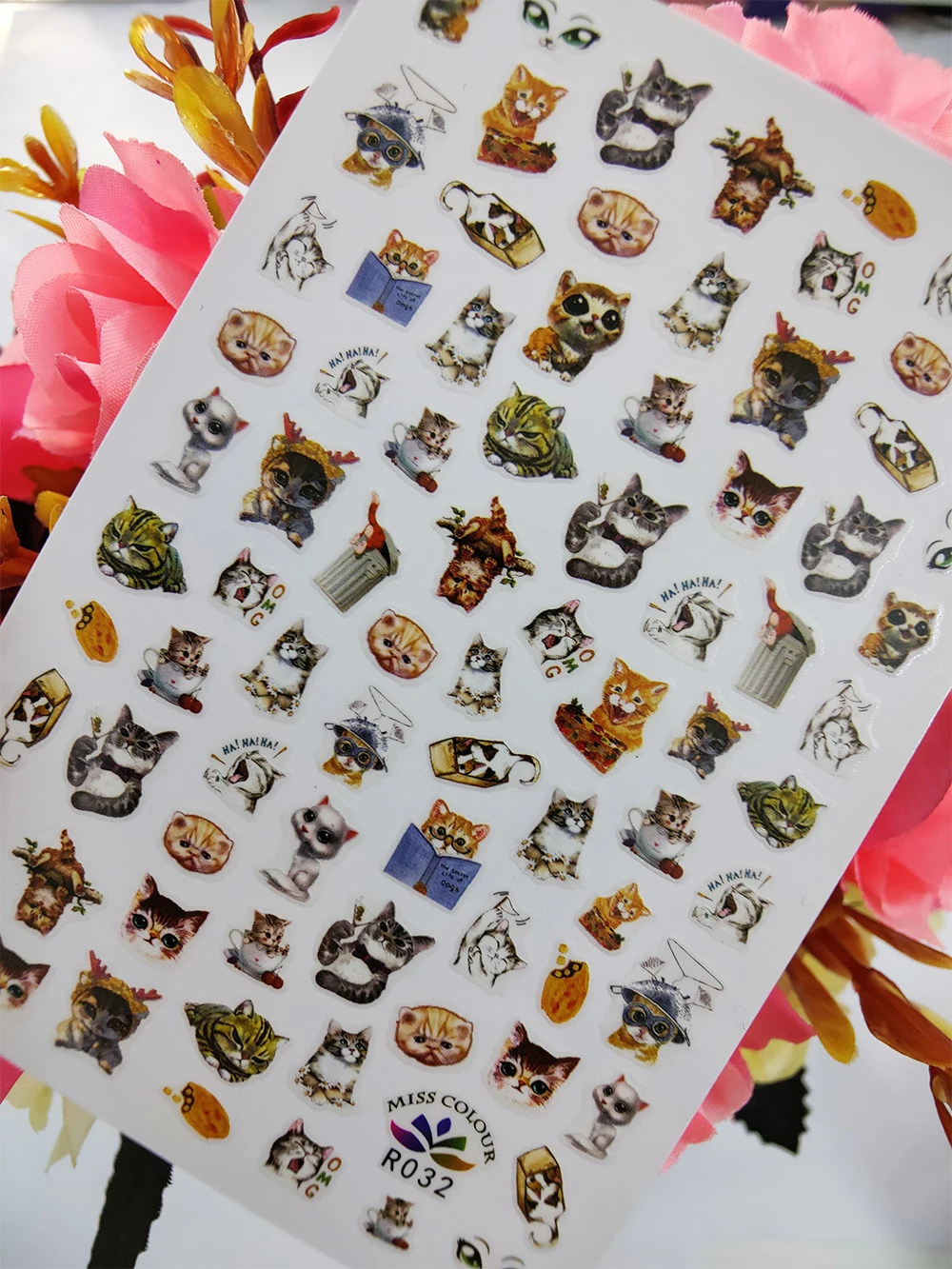 

3D Nail Art Sticker Lovely Pets Cute Cat Flower Self Adhesive Stickers for Nails Decoraciones foil Manicure Sliders Accesorios