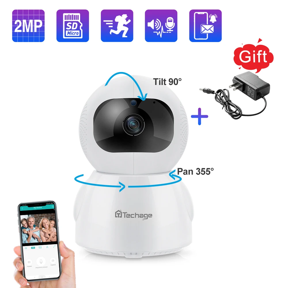 Беспроводная IP камера Techage 2 МП 1080P с автоматическим отслеживанием