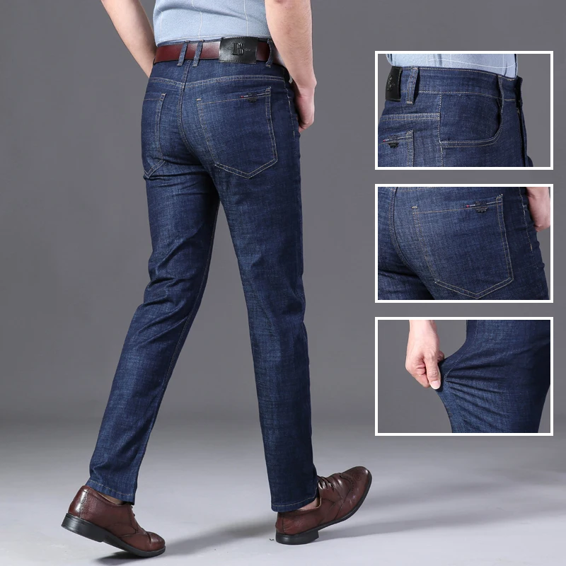 2020 мужские джинсовые брюки джинсы весна лето бизнес прямые повседневные