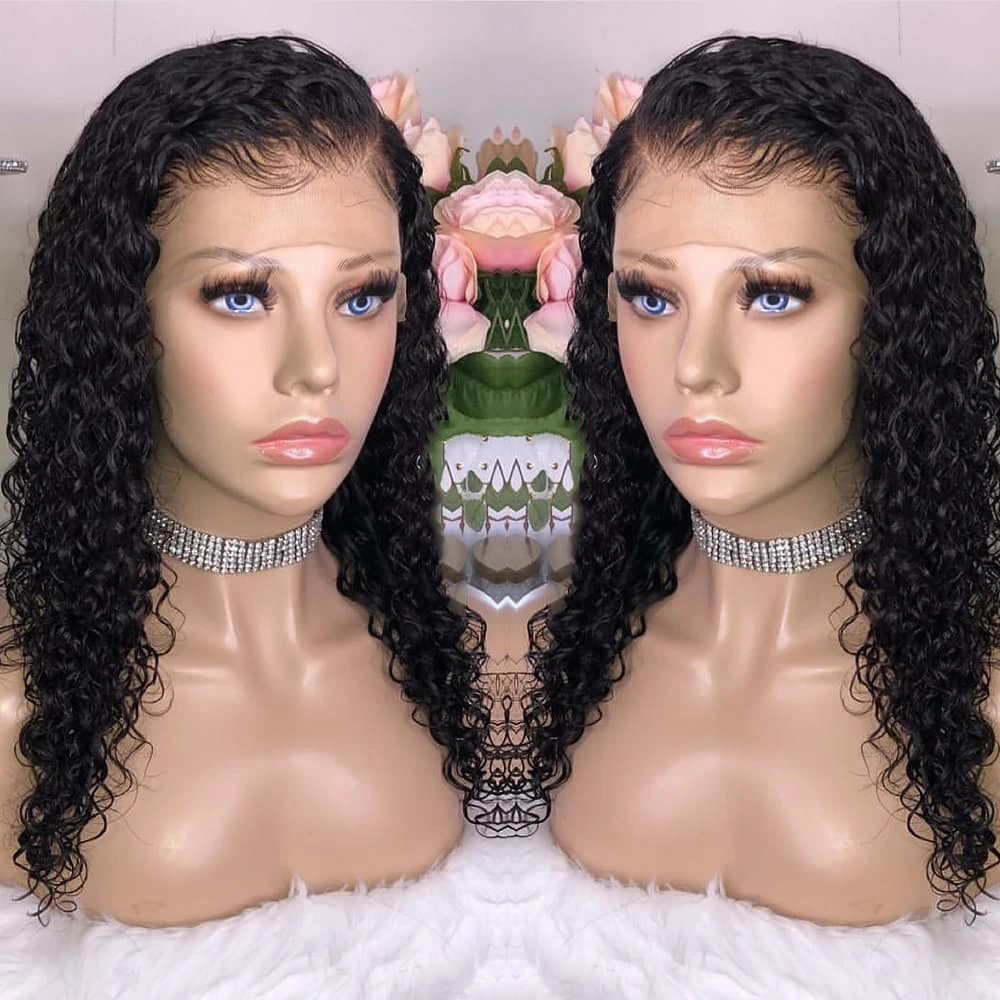 Eseewigs полный кружевной шелк основа парики глубокий кудрявый бразильский Remy Предварительно собранные человеческие волосы для женщин черный цвет волос 130 Плотность