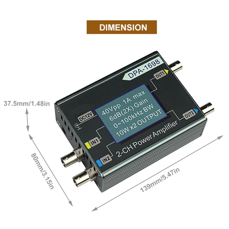 

DPA-1698 High Power Dual Channel DDS Function Signal Generator Power Amplifier DC Power Amplifier 40V 0-100KHz EU/US Plug