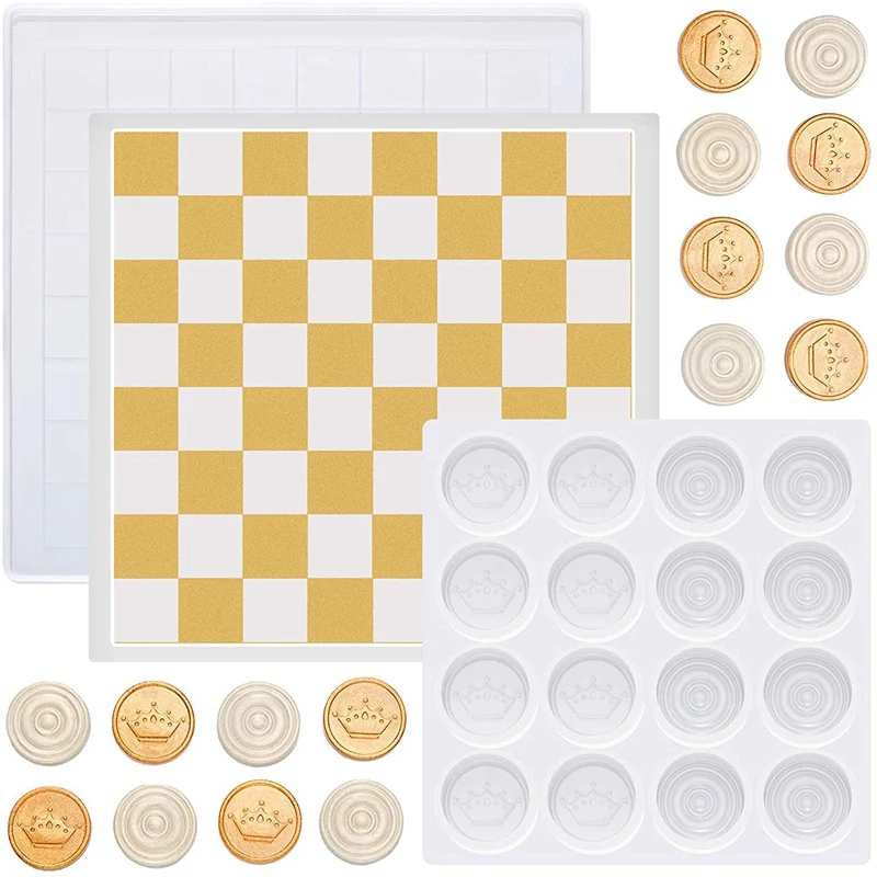 

New Chess Board Silicone Mold Epoxy Casting Mold Chess Casting Mold International Checkers Mould for DIY Resin Crafts Making