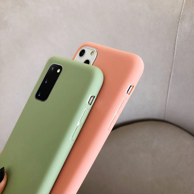 luxury matte silicone phone case for samsung galaxy a12 a32 a52 a72 5g s22 s21 ultra plus s20 fe note 10 lite solid color cover free global shipping