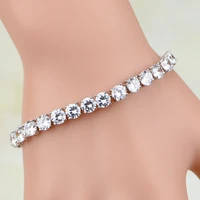 trendy white zircon 925 sterling silver link chain bracelet 7 inch for women free shipping jewelry bag s088