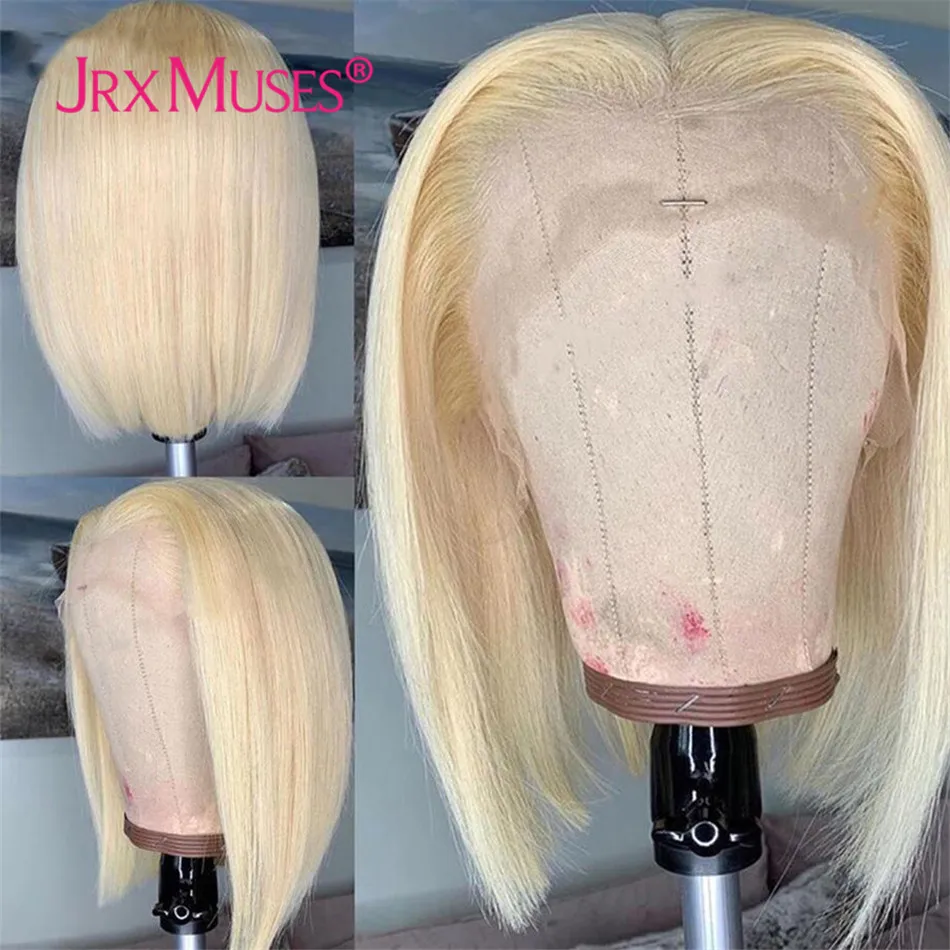 Короткий Боб парики из натуральных волос на кружевной Цветной отбеленные