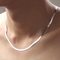925 silver necklace 4mm snake chain men women couple sterling silver jewelry blade chain