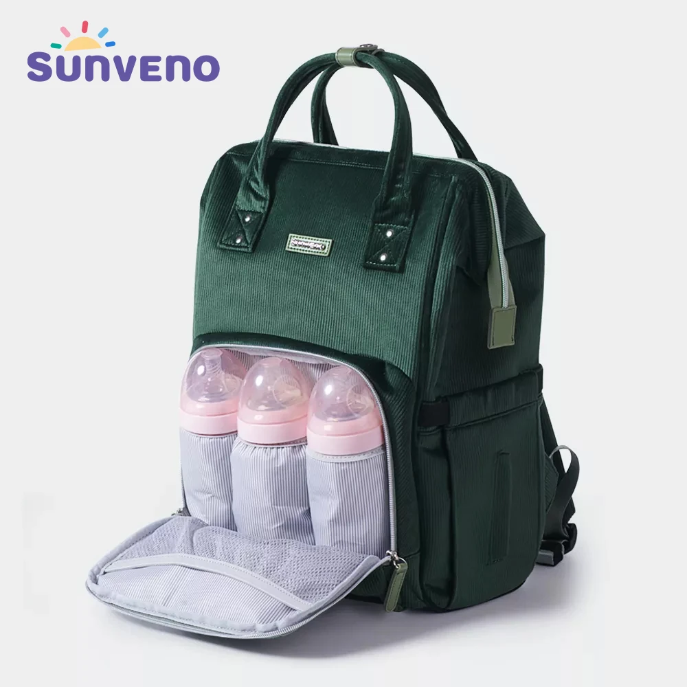 Sunveno Baby Diaper Bag Backpack Mommy Travel Bag Stroller Organizer - Insulation Pockets,Back Safety Pocket,Stroller D-ring