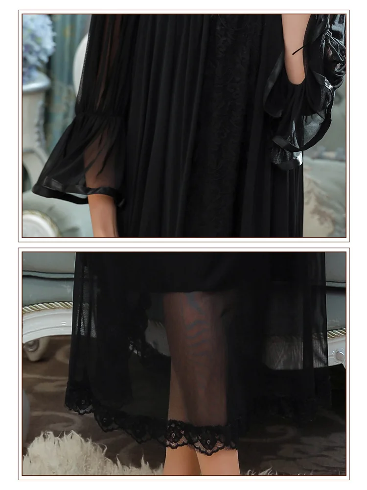 2020 осенняя женская кружевная пикантная ночная рубашка из модала с длинным