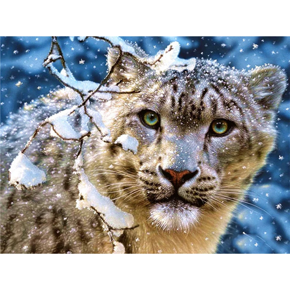 

5D DIY Diamond Painting Snow Leopard Rhinestone Picture Full Diamond Embroidery Mosaic Gift Cross Stitch Home Decoration Kit