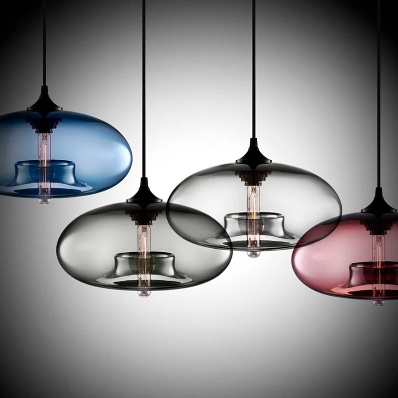 arte moderna deco pendurado vidro colorido e27 e26 pingente lampada com luzes led