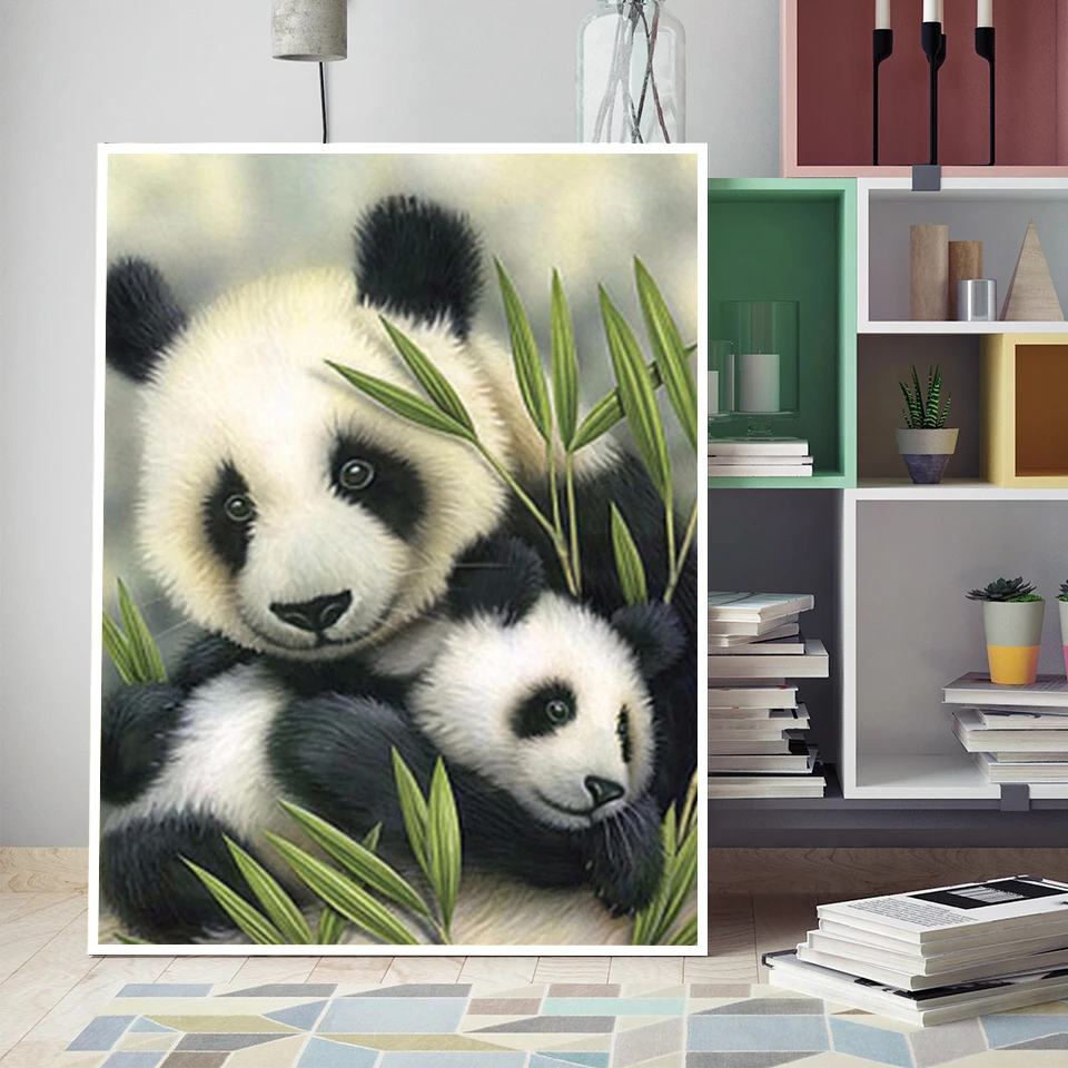 Алмазная 5D картина панда с полным покрытием 100% сделай сам 3D живопись круглая